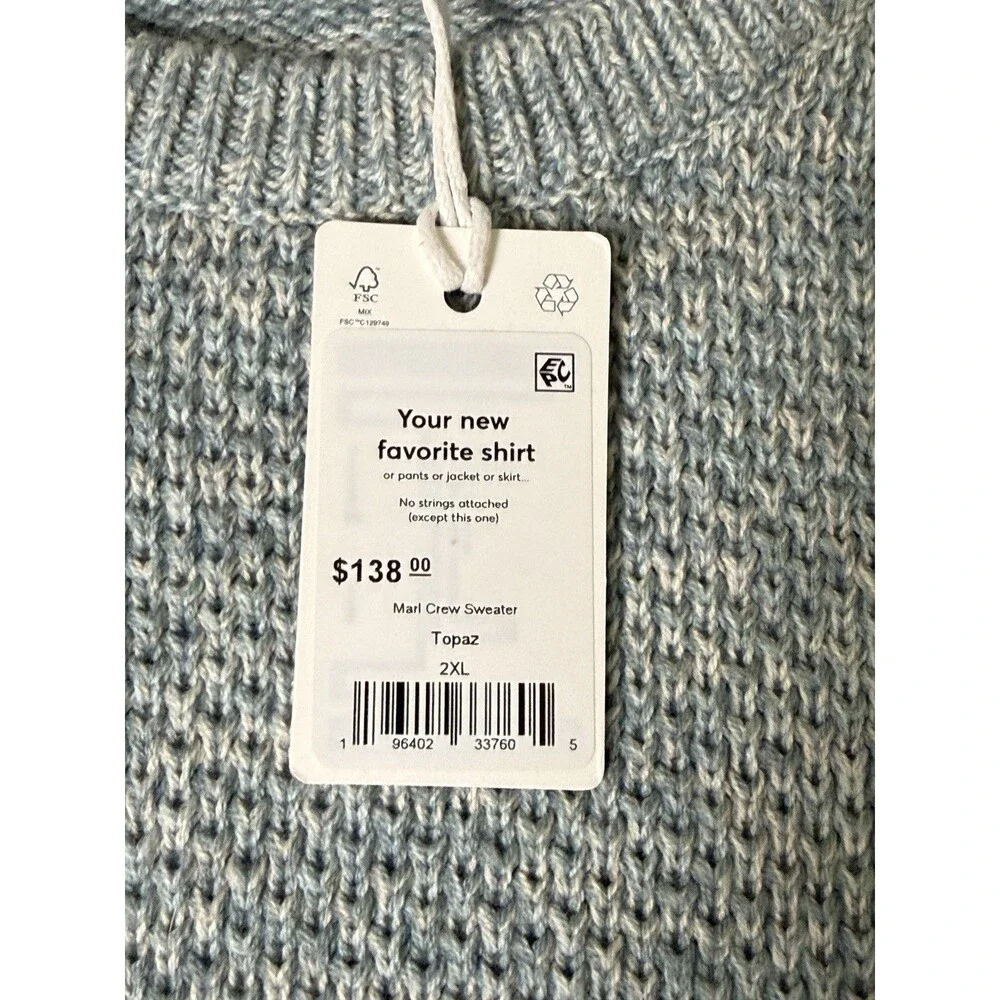 Marine Layer Men’s XXL NEW Marl Crew Neck Heavy Sweater Topaz NWT MSRP:$138